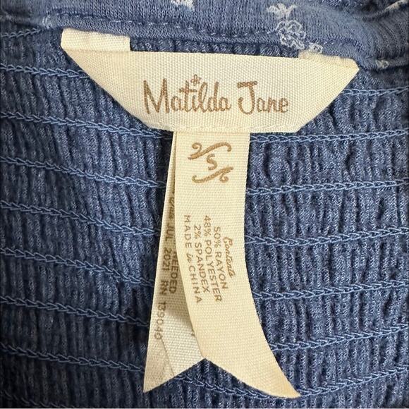 Matilda Jane Blue Cottagecore Peasant Prairie Flutter Sleeve Jenna Top - Picture 5 of 5